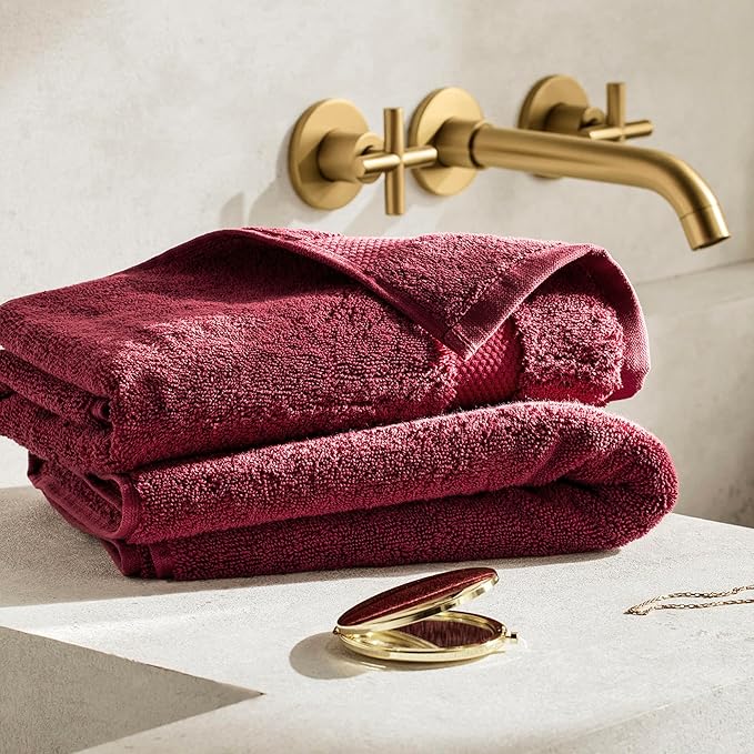 BOLL & BRANCH Plush Bath Towel Set - Holly - 6 Piece - Includes 2 Bath Towels, 2 Hand Towels & 2 Washcloths - 100% Organic Cotton - Ultra Soft & Luxurious - Quick Absorbing