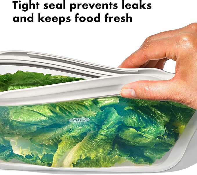 OXO Good Grips Silicone Reusable Bags – 4 Piece Lunch Set - Oat/Lagoon