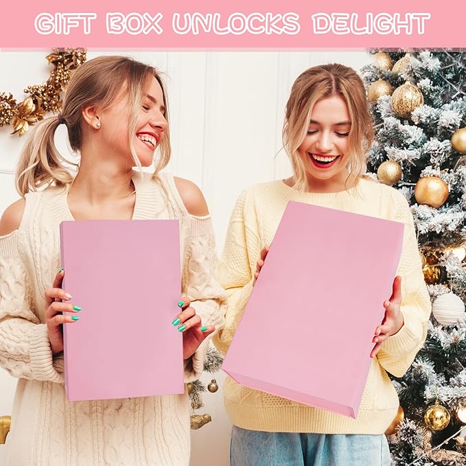 RayofSun Pink Gift Boxes with Magnetic Lids for Presents Large Rectangle Collapsible Decorative Boxes 13.7x9x4.3inch, Bridesmaid Groomsmen Proposal Box for Wedding, Christmas, Birthday(3PC)