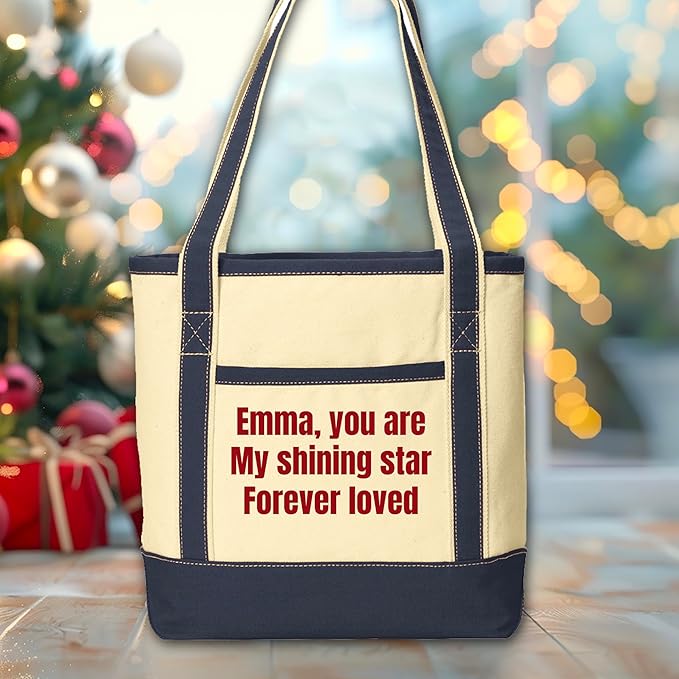 Custom Canvas Tote Bag – Personalized Name or Message – Medium Durable Cotton