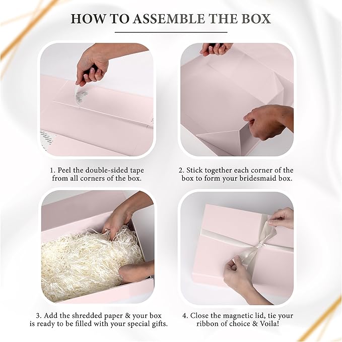 Gift Box Set - Bridesmaids Gifts for Wedding (1 Pack - Blush Pink), All Occasions, Bridesmaid Proposal, Magnetic Boxes With Lids, Big Set For Bridal, 13.5 x 9 x 4.5 inches, Pink GiftBox