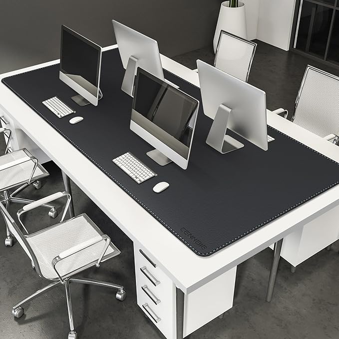 CENNBIE Leather Desk Mat Protector, XXXXXL 74.8" x 31.4" Extra Large Leather Office Desk Pad Mat for Full Desk, Computer Desk Mat on top of desks - Oversized Large Mouse Pad (Black)
