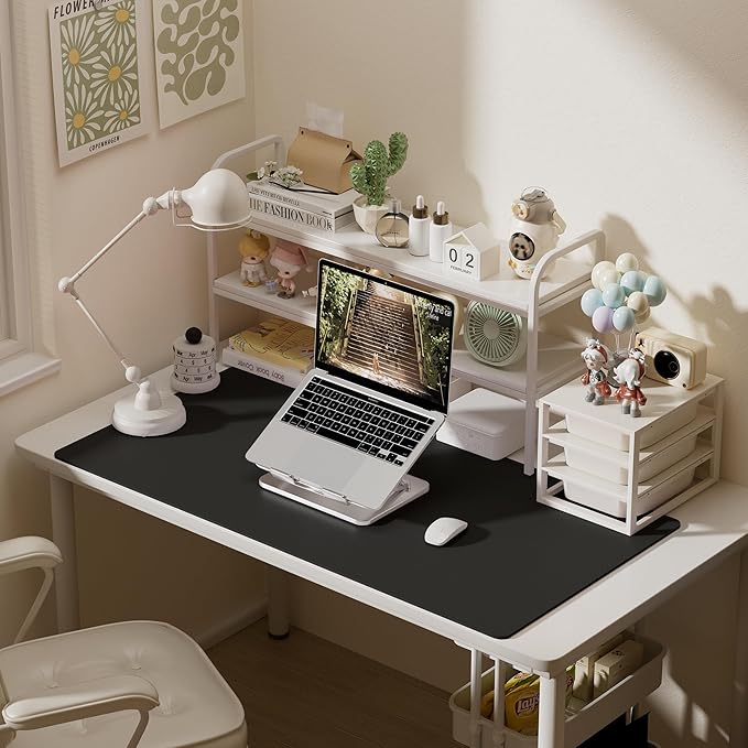 Aothia Leather Desk Pad Protector, Office Desk Mat, Large Mouse Pad, Laptop Desk Pad, Non-Slip PU Leather Desk Blotter, Waterproof Desk Writing Pad for Office and Home (Black, 47" x 24")