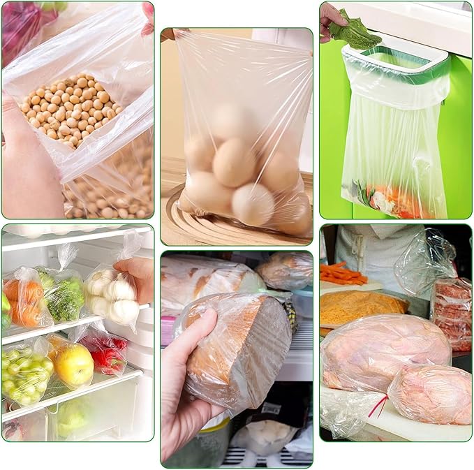 14" X 20" Plastic Produce Bags Roll, Fresh-Keeping Clear Plastic Bags for Food, Fruit, Vegetable, Bread, Kitchen, freezer, Supermarket, 350 Produce Bag/Roll (4 Rolls)