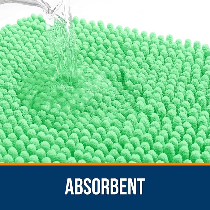 OLANLY Bathroom Rugs 24x16, Extra Soft Absorbent Chenille Bath Rugs, Rubber Backing Quick Dry, Machine Washable Bath Mats for Bathroom Floor, Tub and Shower, Home Decor Accessories, Mint Green