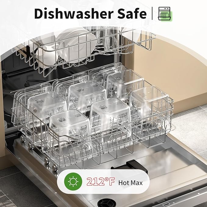 1/6 6'' 6 Pack Plastic Food Pans With Lids, Clear Food Pan, Commercial Stackable Polycarbonate Freezer-Safe for Fruits Vegetables Restaurant Kitchen