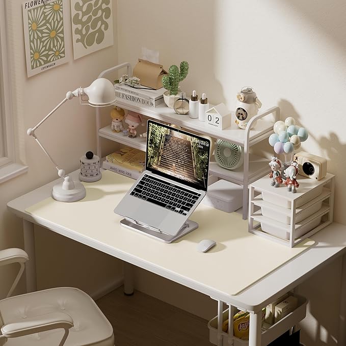 Aothia Leather Desk Pad Protector, Office Desk Mat, Large Mouse Pad, Laptop Desk Pad, Non-Slip PU Leather Desk Blotter, Waterproof Desk Writing Pad for Office and Home (Beige, 47" x 24")