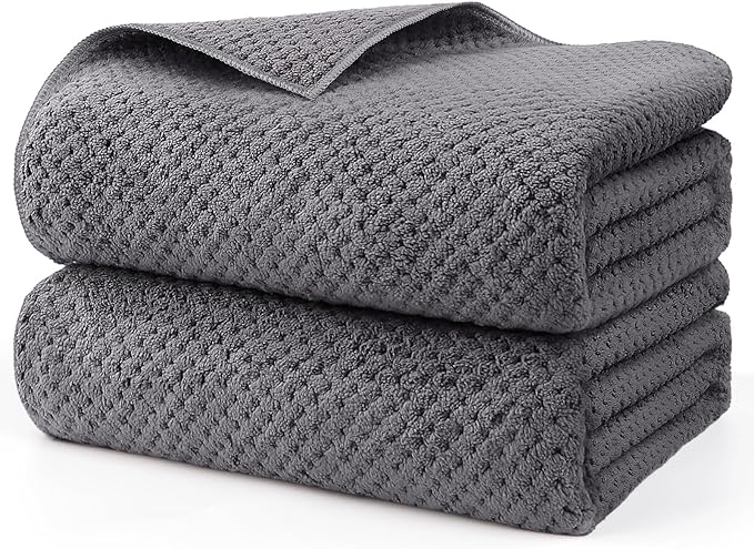 HOMEXCEL Bath Sheets Towels Set Pack of 2 (35 x 70 Inches), Ultra Soft Bath Towels for Bathroom, Lightweight and Quick Drying Towel for Body, Yoga, SPA, Fitness, Grey