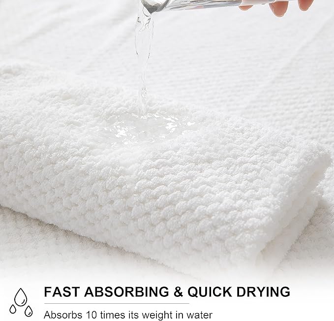 2 Piece Hand Towels Set,100% Microfiber - Quick Dry, Thick, Soft, Plush and Highly Absorbent Luxury Hotel & Spa Bath Towel for Bathroom, Pack of 2 (White)