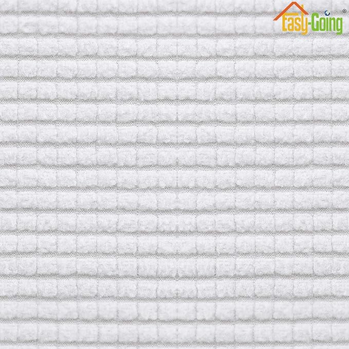 Easy-Going Stretch Ottoman Cover Folding Storage Stool Furniture Protector Rectangle slipcover Elastic Bottom (Ottoman Large,Snow White)