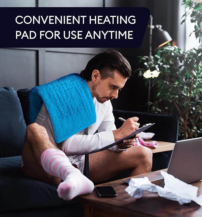 GENIANI Electric Throw - XXL Heating Pad for Back Pain & Menstrual Pain Relief, Auto Shut Off, Machine Washable, Moist Heat Pad for Neck and Shoulder, Cramps Relief, Aqua Blue 18'‘×26’’