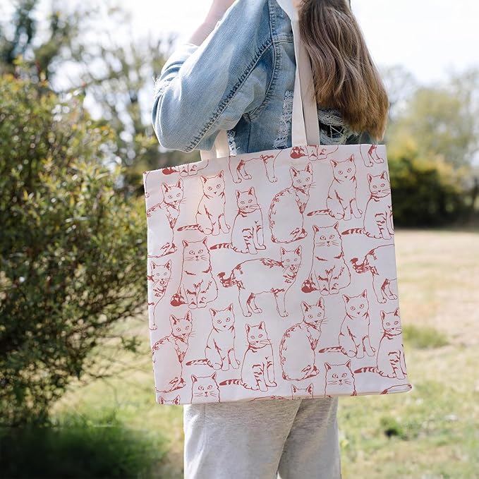 Animals-Flowers-Fruits-Bow Valentines Canvas Heart Tote Bag, Coquette Reusable Shopping Grocery Bags