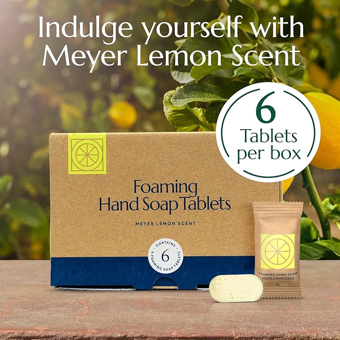 CLEANOMIC Foaming Hand Soap Tablets (6 Pack) - Foaming Hand Soap Refills, Foam Soap Refill, Hand Wash Foaming Soap Refill Tabs, Foaming Soap Tablets (Meyer Lemon)