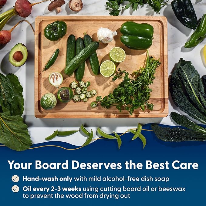 Sonder Los Angeles, Made in USA, Large Thick Maple Wood Cutting Board for Kitchen with Juice Groove, Sorting Compartment, Charcuterie Wooden Board 17x13x1.5 in (Gift Box Included)