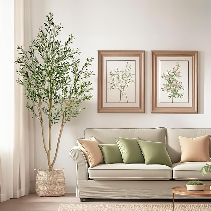 7FT Artificial Olive Tree, Indoor Faux Olive Tree Fake Potted Silk Olive Tree Plants with Lifelike Branches & Fruits for Home Office Decor