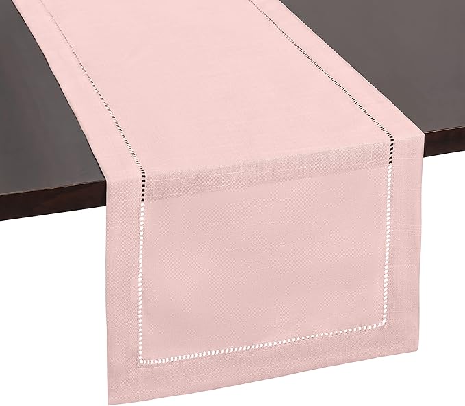 Blush Pink Table Runner – Light Pink Table Runner for Dining, Weddings, or Home Decor – Elegant Rose Gold Runners for Tables, Perfect for Modern and Farmhouse Styles (14 x 108 Inches Long)