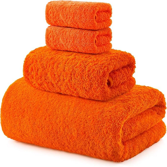 REDKISS Luxury Bath Towel Set of 4, 100% Cotton 900 GSM Premium Bathroom Towels, Ultra Soft, Highly Absorbent & Quick Dry Bath Sheets, No Shedding, Hotel & Home Spa Towel Sets for Adults - Orange