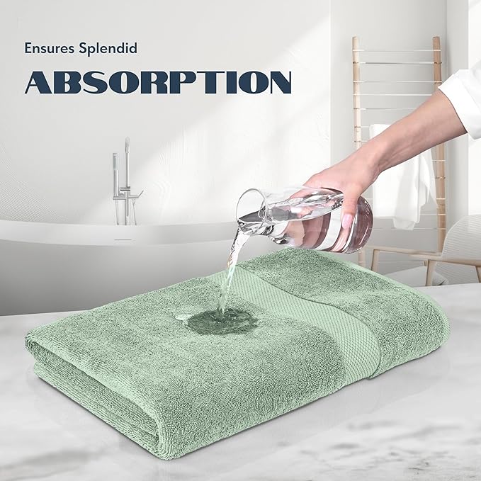 White Classic Luxury Bath Towels Set of 4 Large - 700 GSM Cotton Ultra Soft Bath Towels 27x54 | Highly Absorbent and Quick Dry | Hotel Towels for Bathroom Luxury, Plush Sage Green