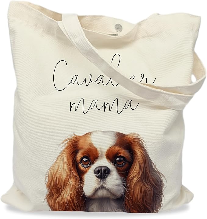 Dog Mama Tote Bag – Cute Dog Lover Canvas Bag, Reusable Shopping Shoulder Bag for Women, Pet Mom Gift,