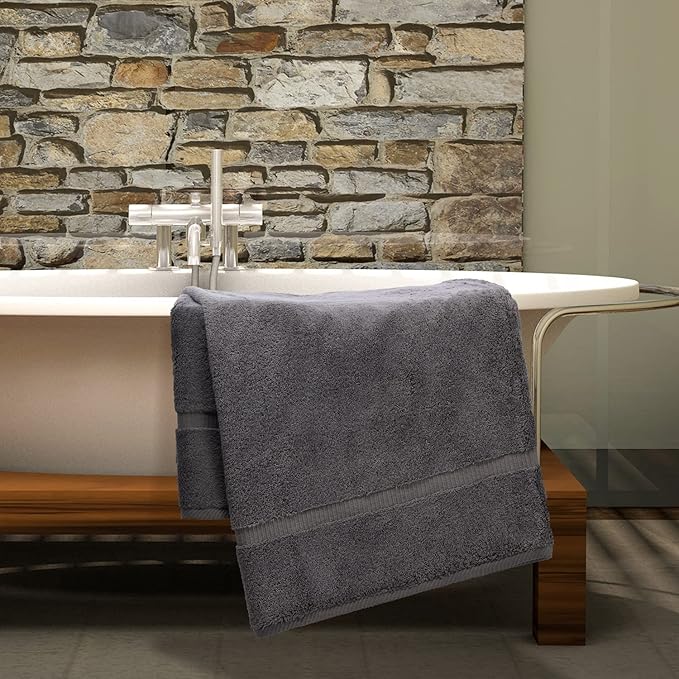 Luxury Hotel & Spa Collection Highly Absorbent, Quick Dry 100% Turkish Cotton 700 GSM, Eco Friendly Towel, for Bathroom Dobby Border Soft Bath Towel Set 27 X 54 -Gray, Bath Towels - Set of 4