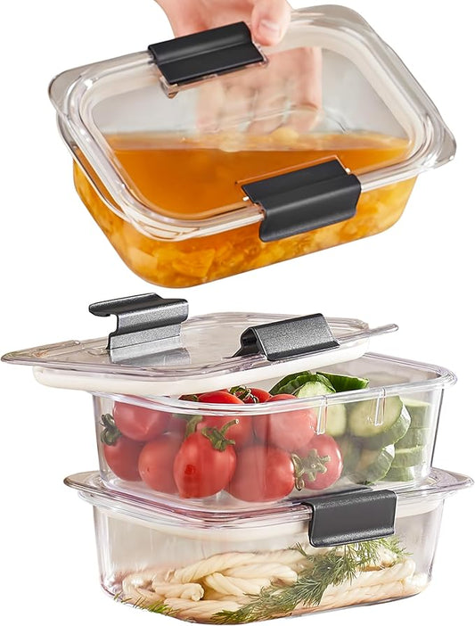 HEFA Food Storage Containers, Meal Prep Containers, Lunch Box with Airtight Lids, Kitchen Organizers and Storage for Leftovers (Crystal, 3 Pack)