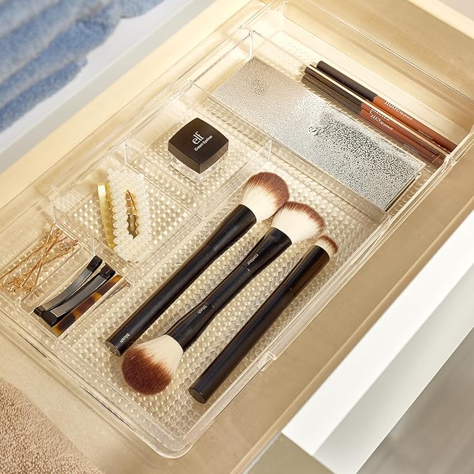 iDesign Expandable Vanity Drawer Organizer, The Clarity Collection – 11.25” to 18.5”, Clear