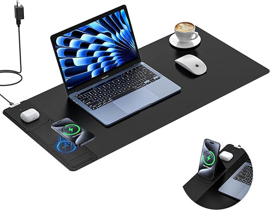TopMade Mouse Pad with 15W Wireless Charging & Phone Holder, 31.5" x 15.75" XXL Large Desk Pad, Waterproof Gaming Mousepad Home Office Desk Mat (Includes 20W PD Power Adapter & 6.56ft Woven Cable)