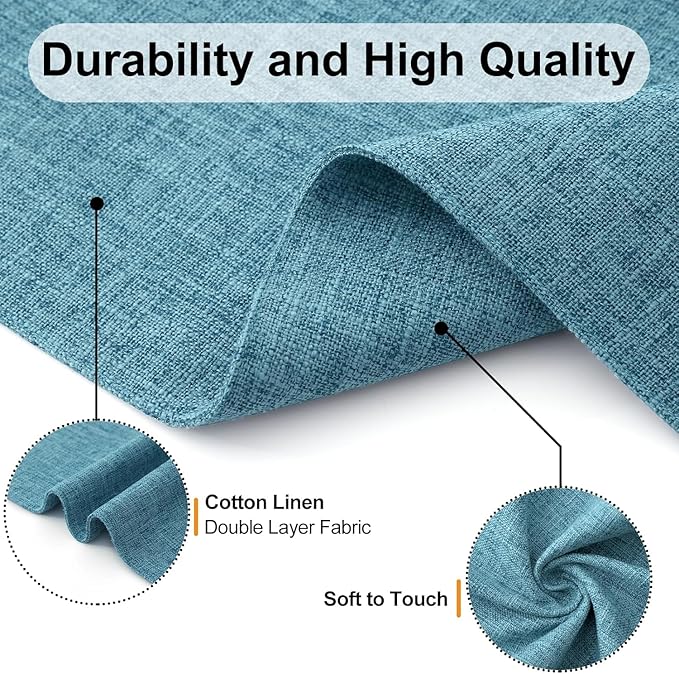 Homaxy Cloths Placemats for Dining Table Set of 8, Heat Resistant Washable Cotton Linen Blend Table Mats, Easy to Clean Place Mats for Indoor Outdoor Party Kitchen Decoration, 13" x 19", Aqua