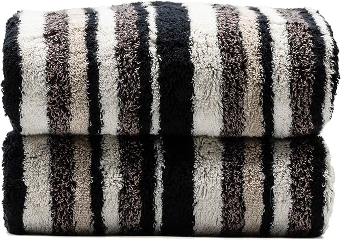 Italic Ultraplush 100% Australian Cotton Towels - Set of 2 Luxury Bath Towels, Quick Dry Plush and Absorbent, Heavy Duty Large Bath Towels, 800GSM for Bathroom & Spa (Stripe Multi-Color)