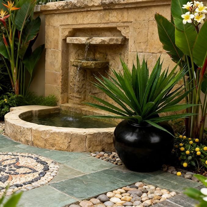 17 Inch Green Artificial Agave Plant Faux Succulents Plants for Home Decor Office Table Centerpiece Indoor Outdoor Succulent Garden Porch Planter Decor (Green)