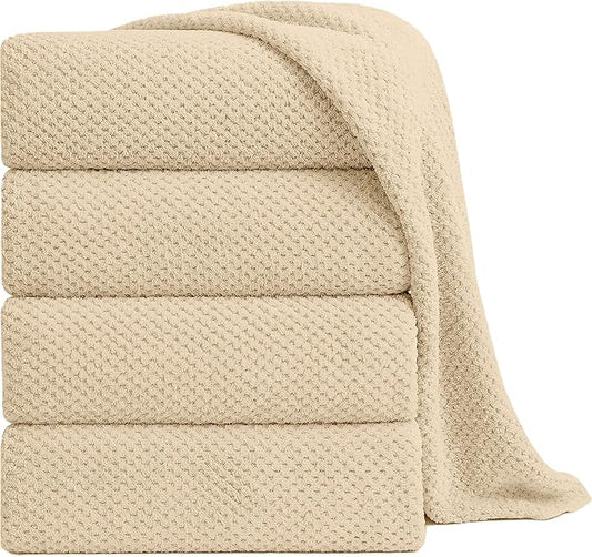 Extra Large Bath Towel Sheet Set 35x70 Inches - Oversized Bath Towels Set,Jumbo Large Microfiber - Quick Dry,Lightweight,Super Soft,Highly Absorbent Towel Set for Bathroom,Hotel,SPA,Pack of 4(Camel)