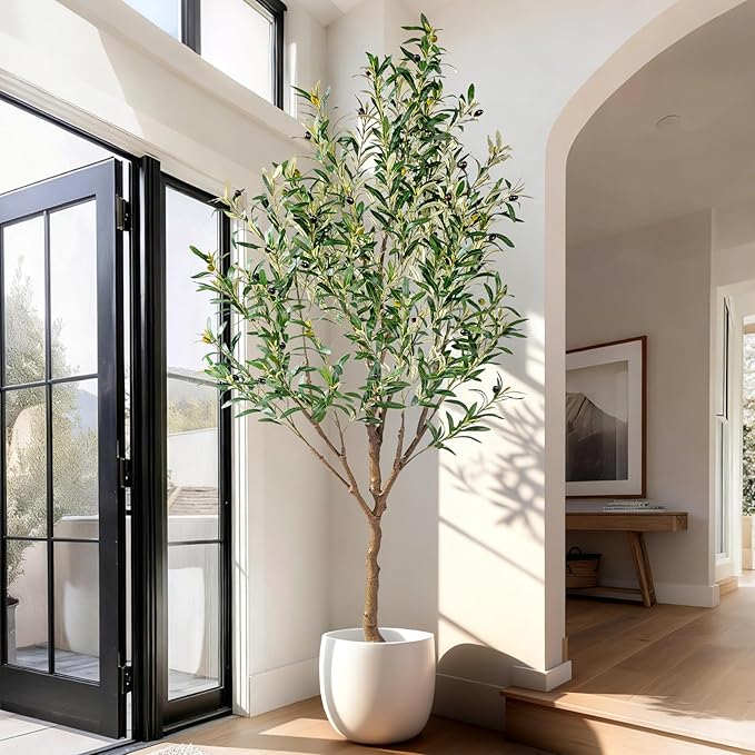 6ft Artificial Olive Tree Faux Olive Plant for Home Decor, Large Fake Olive Tree Modern Farmhouse Style, Floor Plant for Indoor Artificial Trees for Home Decor Indoor, Arbol de Olivo Artificial
