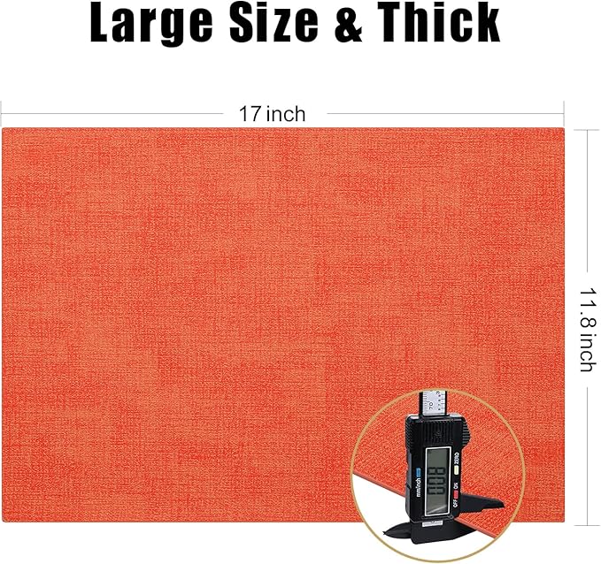 Homaxy Faux Leather Heat Resistant Placemats for Dining Table Set of 4, Waterproof Wipeable Washable PU Table Mats, Easy to Clean Anti-Slip Place Mats, 11.8" x 17", Orange