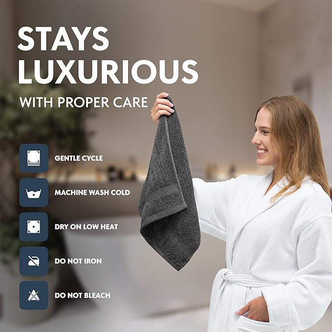 White Classic Luxury Multicolor Hand Towels - Soft 100% Turkish Cotton | Highly Absorbent Hotel spa Bathroom Towel Collection | 16x30 Inch | Set of 6