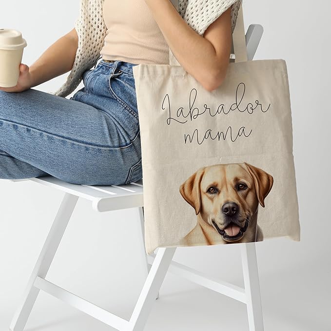 Dog Mama Tote Bag – Cute Dog Lover Canvas Bag, Reusable Shopping Shoulder Bag for Women, Pet Mom Gift,