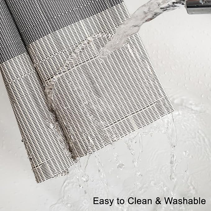 Placemats Set of 8, Vinyl Woven Place Mats Indoor Set of 8 Washable Wipeable PVC Table Mats Heat-Resistant Non Slip Placemat for Kitchen Dining Outdoor Table (Beige Dark Gray, Set of 8)