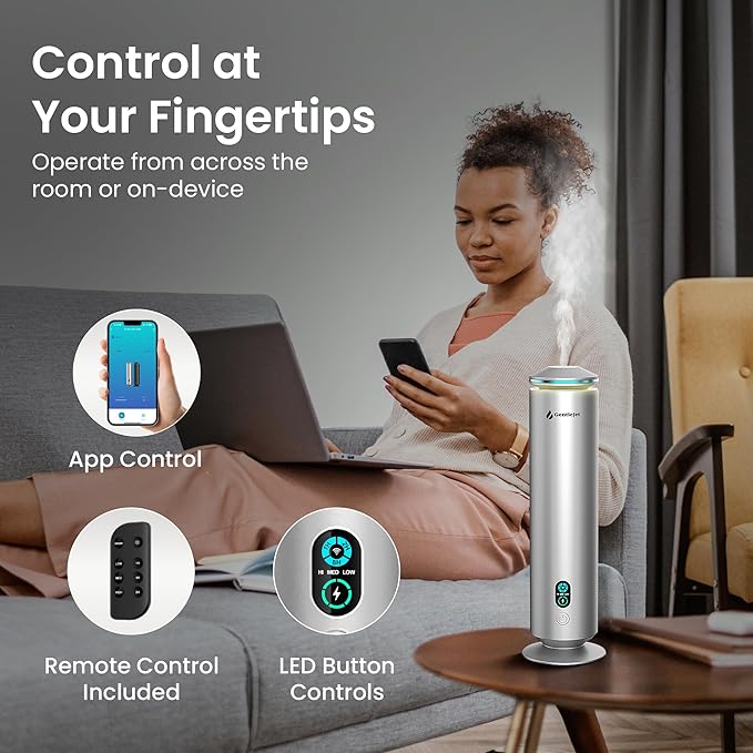 MajesticMist WiFi - Aluminum Waterless Essential Oil Diffuser with App Control, Scent Diffusers for Home, Room & Hotel, Quiet Aroma Diffuser 4oz, USB-C Powered with LED Display, 1000sq.ft