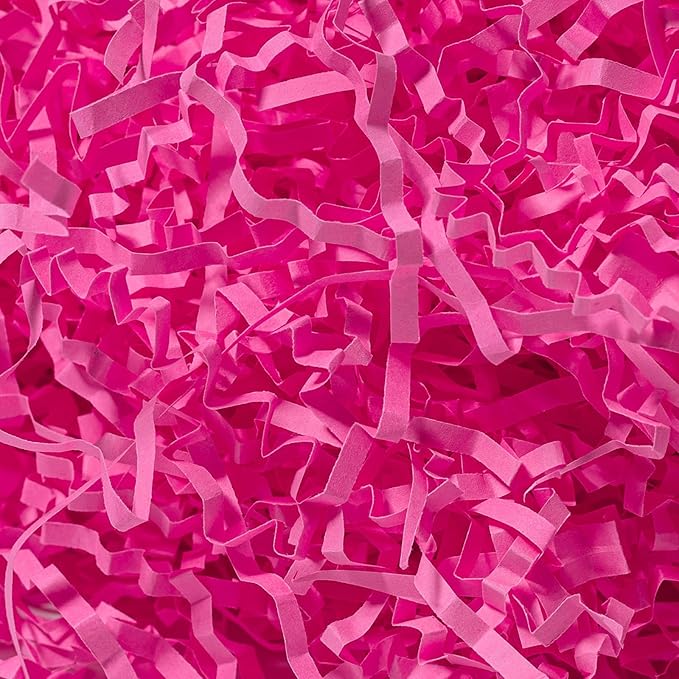 Mefleet 2 LB Crinkle Cut Paper Shred Filler Pink Crinkle Shredded Paper for Gift Box - Gift Basket Bag Filler - Grass Cushion Stuffing for Christmas Holiday Packaging Wrapping