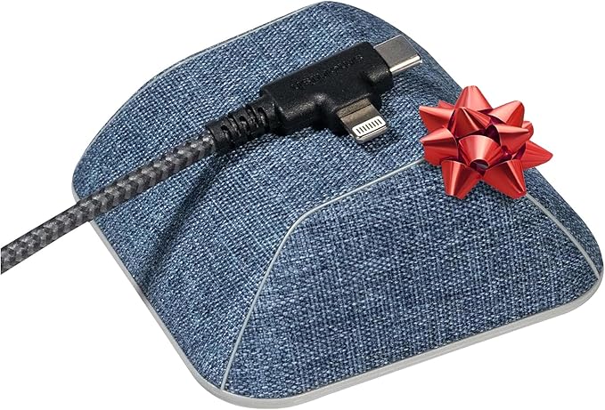 Smartish® Magnetic Cord Holder - Cable Wrangler Organizer Stocking Stuffer with Magnet Clips for Charger Management on Desktop, Nightstand for USB-C + Lightning - Blue Jeanie