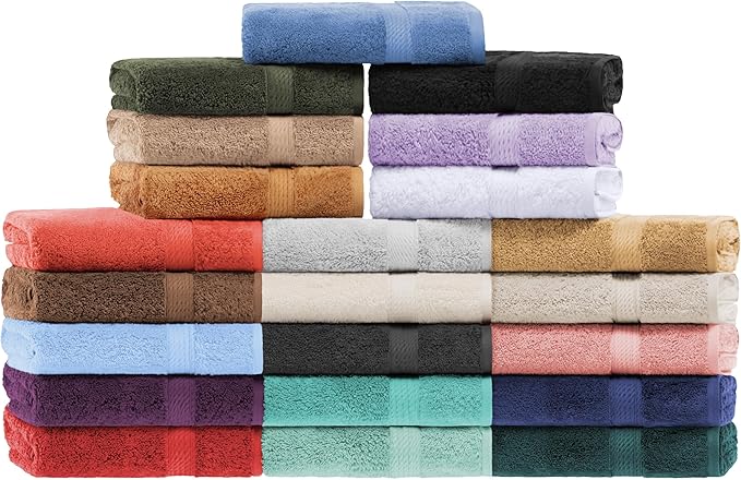 BNM Egyptian Cotton Heavyweight Towels, Ideal For Bathroom, Shower, Spa, Hotel, 800 GSM, Face/ Washcloths, Hand Towels, Bath Towels, Highly-Absorbent, Luxury Home Basics, 9 Piece Towel Set, Coral