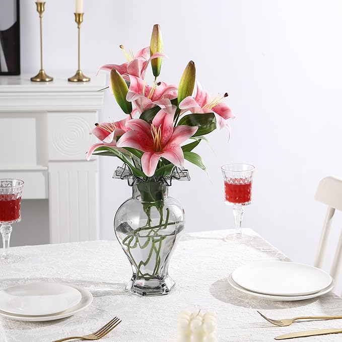 Large Glass Vase, Black Vase for Flowers, Flower Vases for Bouquet, Glass Flower Vases for Living Room, Dining Table, Shelf, Wedding, Office, Coffee Table, 9.5 Inches