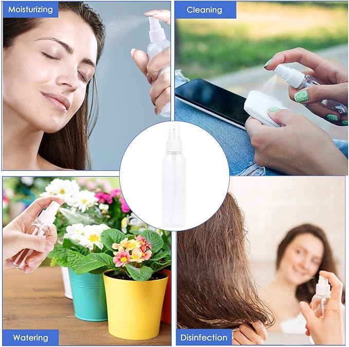 TRENDBOX 6 Pack Empty Transparent Plastic Fine Mist Spray Bottle (6 Pack - 120 ml)