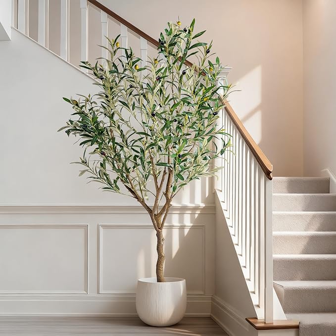 4ft Artificial Olive Tree Faux Olive Plant for Home Decor, Large Fake Olive Tree Modern Farmhouse Style, Floor Plant for Indoor Artificial Trees for Home Decor Indoor, Arbol de Olivo Artificial