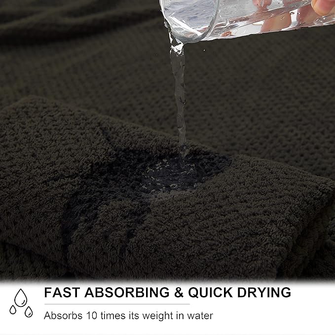 8-Piece Brown Bath Towel Set, 2 Extra Large Bath Towel Sheets, 2 Hand Towels and 4 Washcloths - Highly Absorbent Quick Dry Microfiber,Ultra Soft Towel Set for Bathroom, Waffle Weave Design, Pack of 8