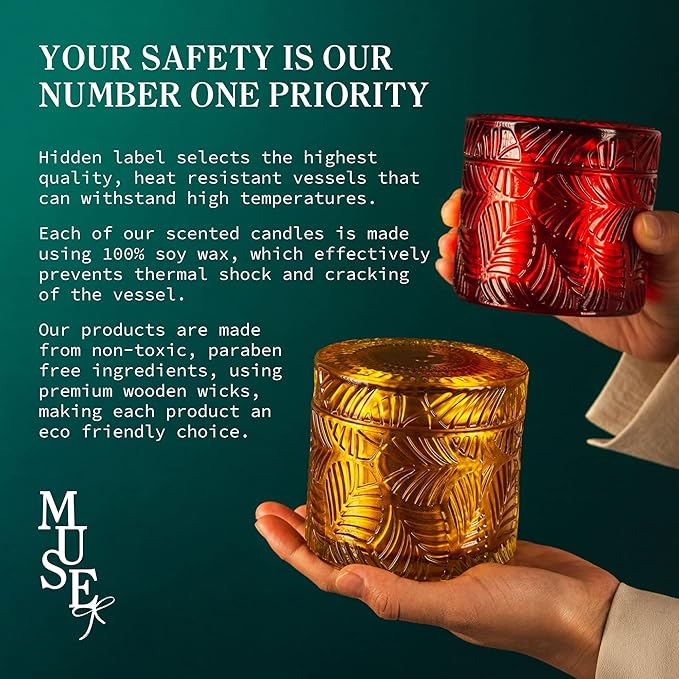 Hidden Label Christmas Candle,Festive Spice Scented Candles, Wood Wick Soy Candle, 7.4oz Holiday Jar Decorative Candles, Candles Gifts for Women