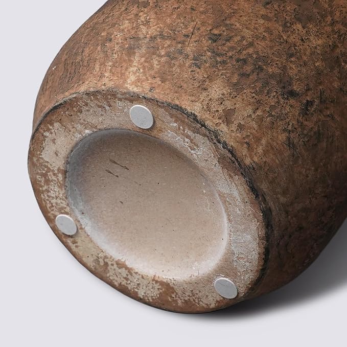 Rustic Terracotta Vase, Farmhouse Ceramic Vase, Decorative Clay Vintage Vases for Home Decor, Living Room,Table, Shelf Decor, 9 inch, Brown