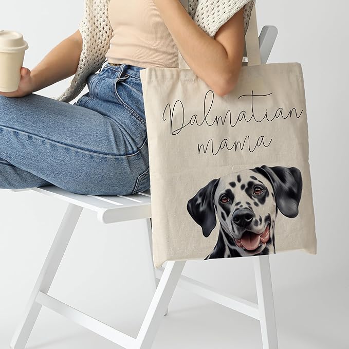 Dog Mama Tote Bag – Cute Dog Lover Canvas Bag, Reusable Shopping Shoulder Bag for Women, Pet Mom Gift,