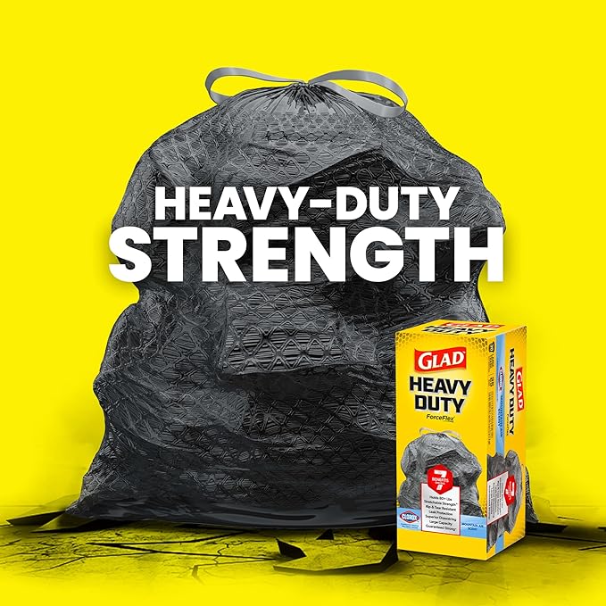 Glad Large 30 Gallon Trash Bags, Clorox Mountain Air Heavy Duty Garbage Bags, Forceflex with Drawstring, 25 Count (Packaging May Vary)
