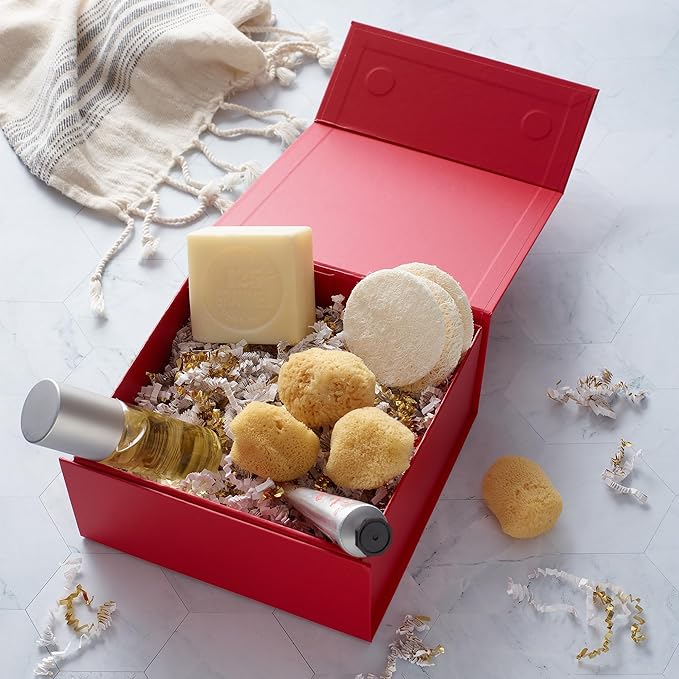 CECOBOX - Gift Boxes with Lids for Presents 6"x6"x2.75" - Matte, Collapsible Magnetic Closure Gift Box - Groomsmen & Bridesmaid Proposal Boxes, Wedding, PR, Birthdays, Holidays - Red