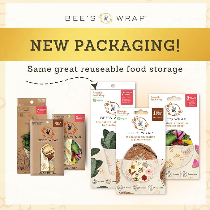 Bee's Wrap Beeswax Wraps for Food - Made in USA Reusable & Organic Food Wraps, Sandwich Wrap & Bowl Covers - Eco-Friendly Alternative to Aluminum Foil & Plastic Wrap, Garden Party 3 Pack (S, M, L)